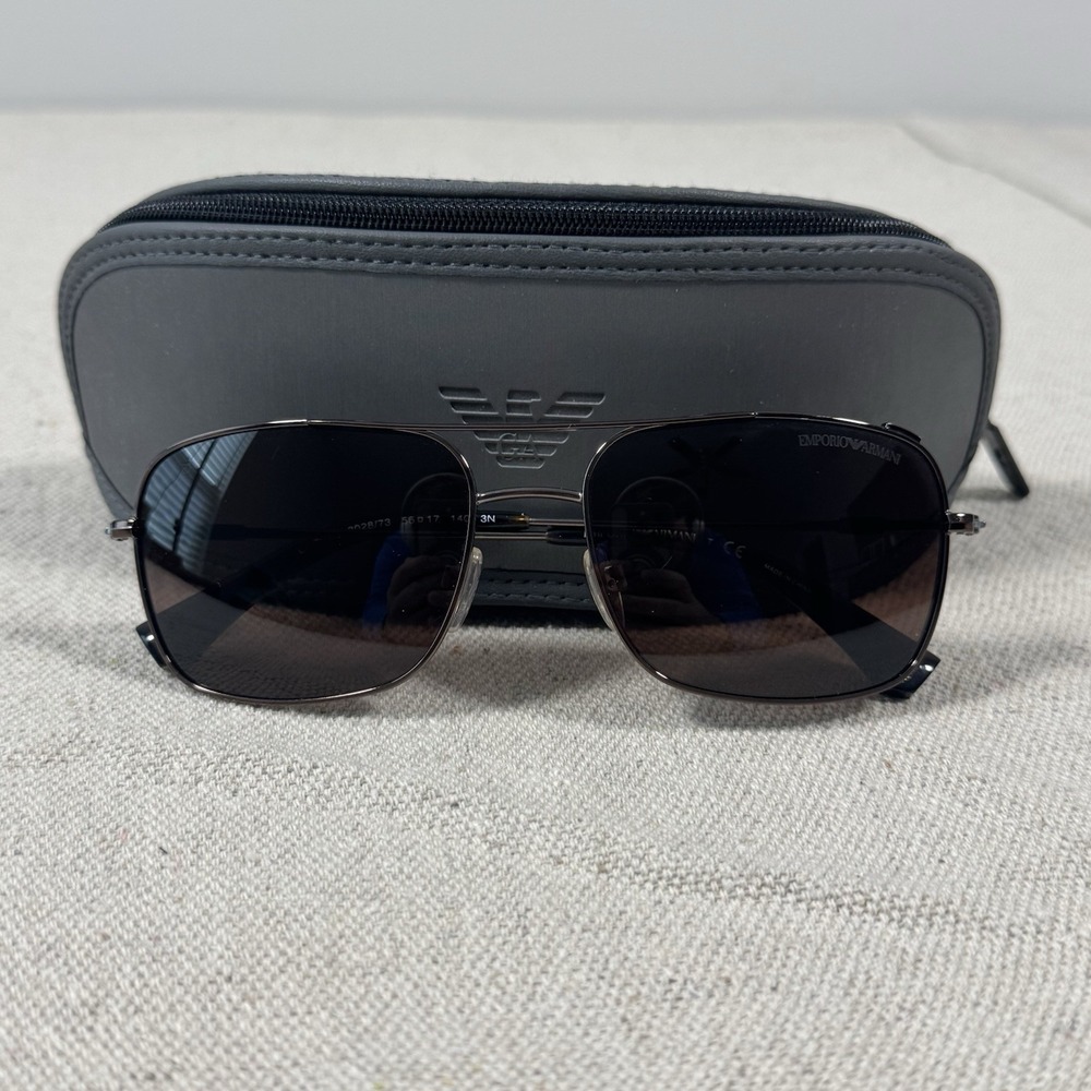 Emporio Armani EA2011 3028/73 Aviator Sunglasses Brown Lens 56-17 w/ Case‎